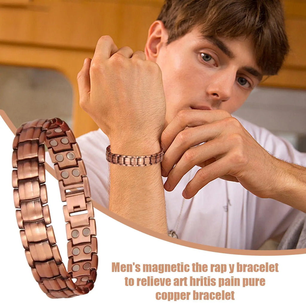 Men's Pure Copper Magnetic Bracelet — Adjustable Sports & Gym Jewellery (21 cm)