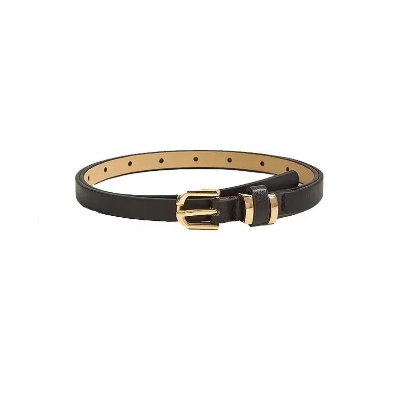 Women's Fashion Faux Leather Waist Belt — Solid Slim Strap for Dresses