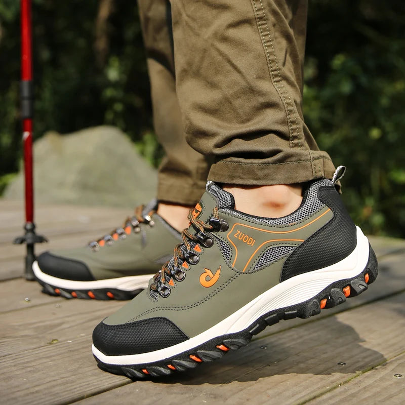 Men's Leather Casual Sport Sneakers — Lightweight Walking Shoes