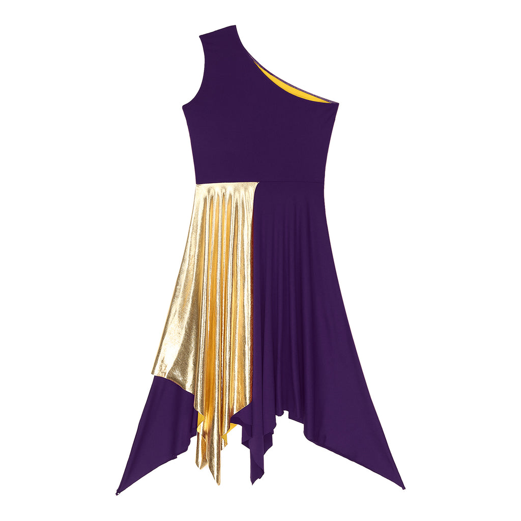 Women's One-Shoulder Lyrical Dance & Worship Performance Dress