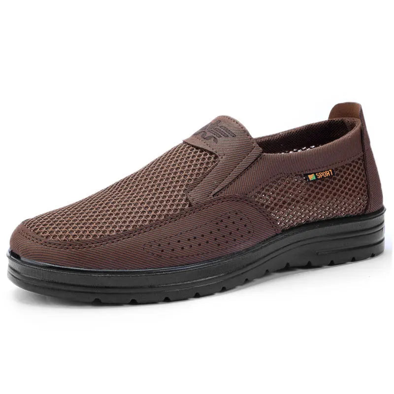 Men's Breathable Mesh Chunky Sole Sneakers — Lightweight Slip-On