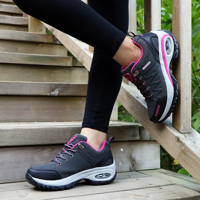 Women's Breathable Platform Sneakers — Lightweight Lace-Up Walking Shoes