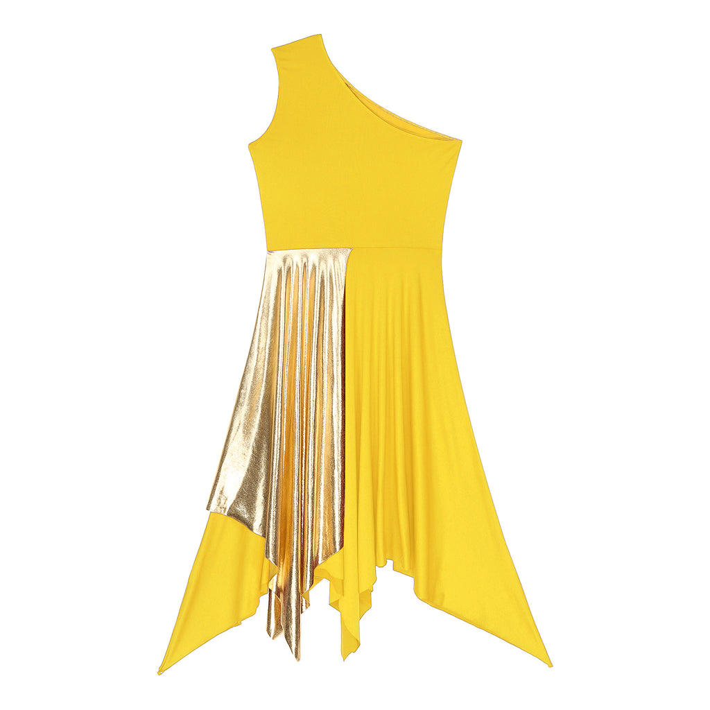 Women's One-Shoulder Lyrical Dance & Worship Performance Dress
