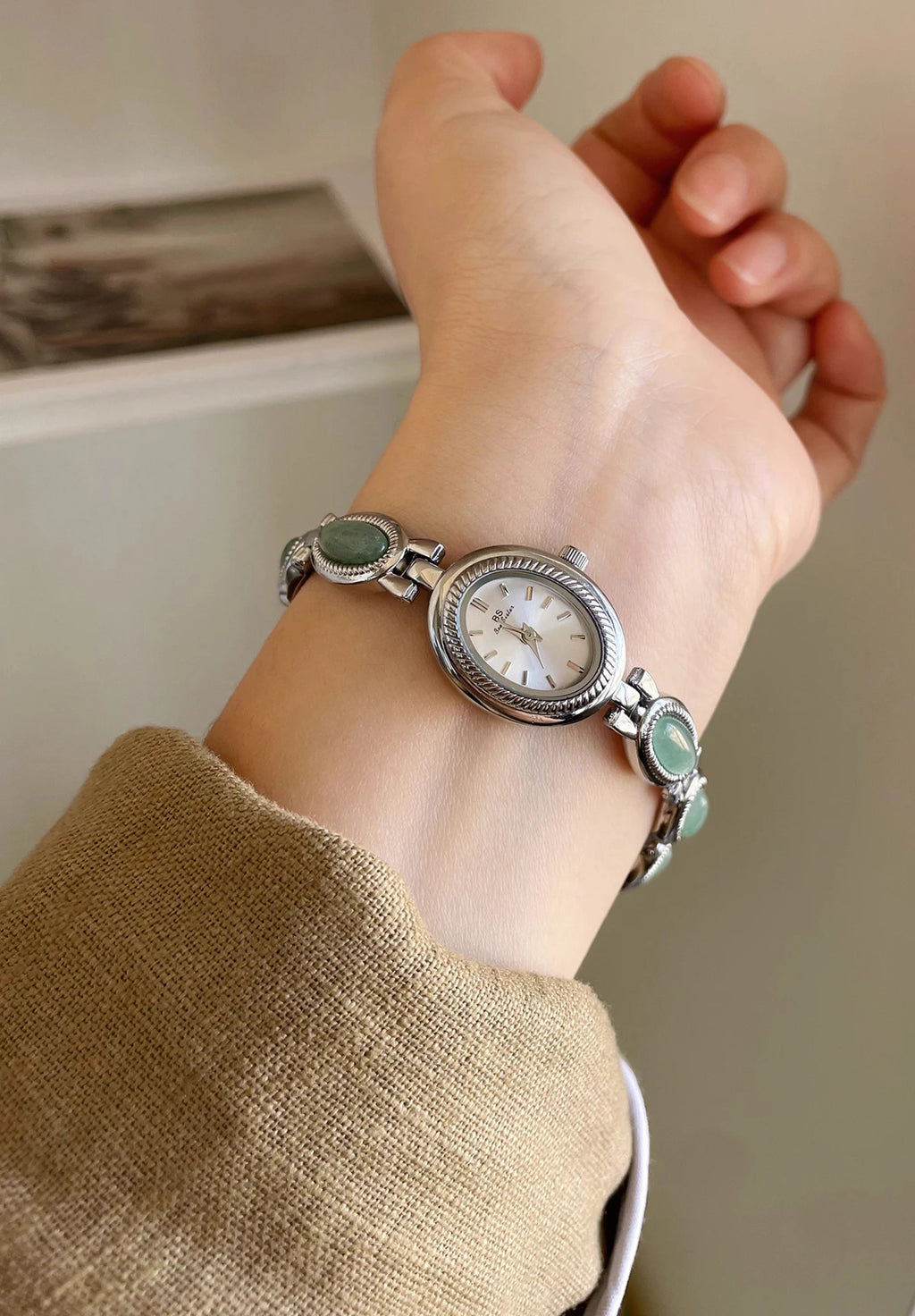 Women's Luxury Jade Green Jewelry Bracelet Watch — Quartz Dress Wristwatch