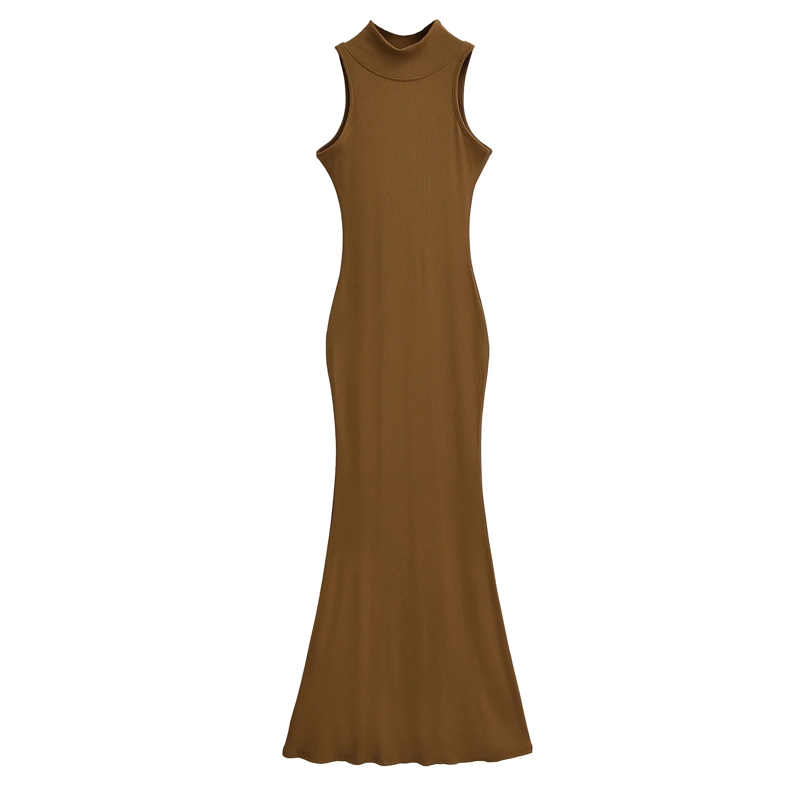 Women's Turtleneck Knit Bodycon Ankle-Length Maxi Dress