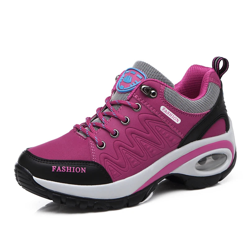 Women's Breathable Platform Sneakers — Lightweight Lace-Up Walking Shoes