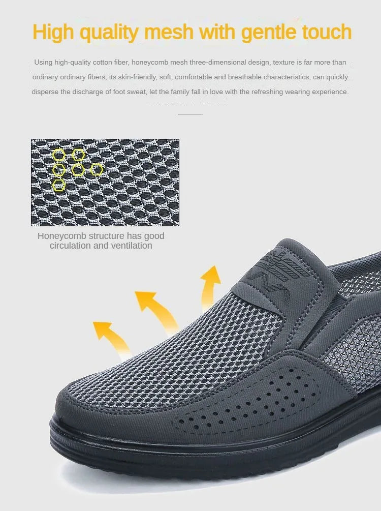 Men's Breathable Mesh Chunky Sole Sneakers — Lightweight Slip-On